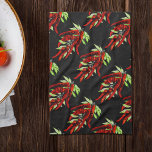 vintage red peppers  tea towel<br><div class="desc">Vintage red pepper pattern on  black base .Great  kitchen towel for the fans  of Hungarian , Mexican cuisine .You can change the background colour .</div>