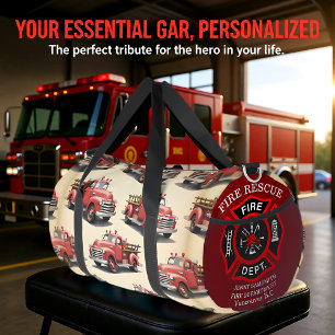 Vintage Red Pickup Trucks Personalised Duffle Bag