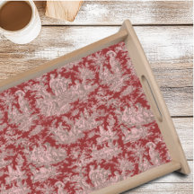Vintage red pink toile de jouy printed
