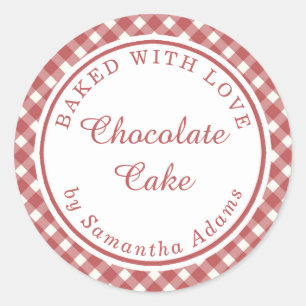 Vintage Red Plaid Baking Kitchen Custom Classic Round Sticker