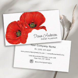 Vintage Red Poppies Botanical Business Card
