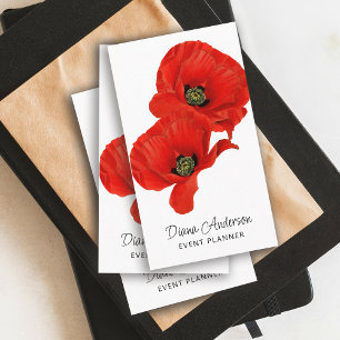 Vintage Red Poppies Botanical Business Card