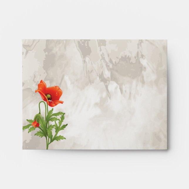 VINTAGE RED POPPIES ENVELOPE (Front)