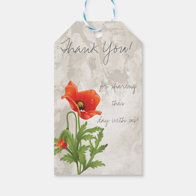 VINTAGE RED POPPIES FAVOR TAGS (Back)