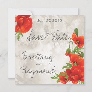 VINTAGE RED POPPIES SAVE THE DATE