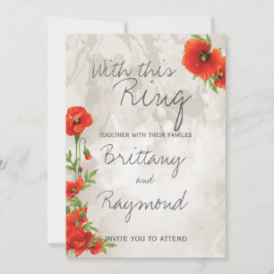 VINTAGE RED POPPIES WEDDING INVITATION