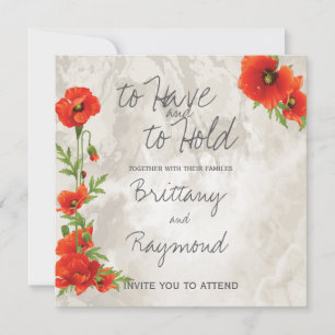 VINTAGE RED POPPIES WEDDING INVITATION
