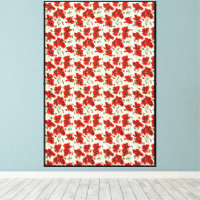 Vintage Red Poppy Floral Pattern Botanical Art