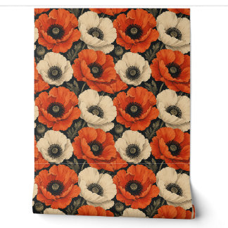 Vintage Red Poppy Wallpaper