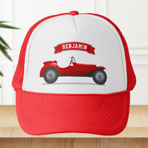 Vintage Red Race Car Kids Trucker Hat