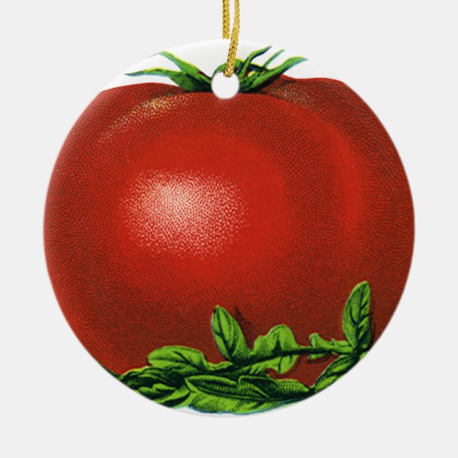 Vintage Red Ripe Tomato, Vegetables and Fruits Ceramic Tree Decoration (Front)