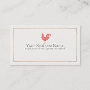 Vintage Red Rooster Etching Business Card