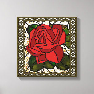 Vintage Red Rose Art Deco Canvas Print