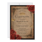 Vintage Red Rose Black Gold Elegant Quinceanera