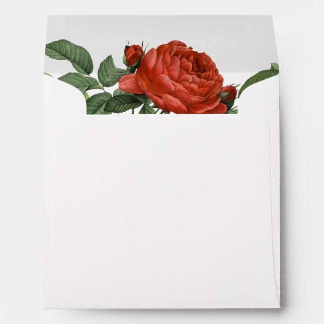 Vintage Red Rose Botanical Self-Addressed Envelopes (Back (Bottom))