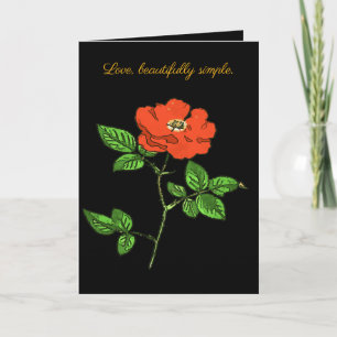 Vintage Red Rose Cartoon Style Cut Out Card