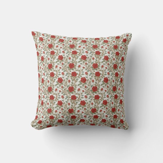 Vintage Red Rose Cushion (Front)