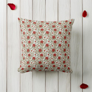 Vintage Red Rose Cushion