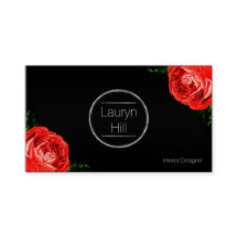 Vintage Red Rose Design Business Card