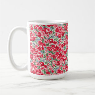 Vintage Red Rose Floral Pattern Coffee Mug