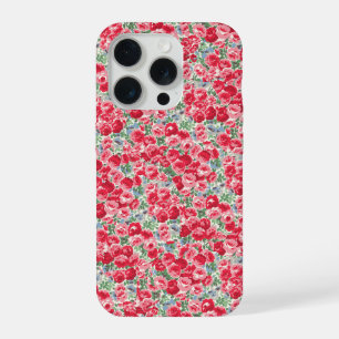 Vintage Red Rose Floral Pattern iPhone 15 Pro Case
