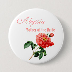 vintage red rose flowers mother of the bride 7.5 cm round badge