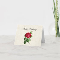 Vintage Red Rose Happy Birthday