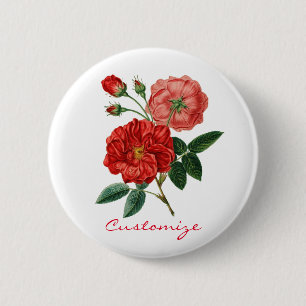 Vintage Red Rose Illustration Thunder_Cove 6 Cm Round Badge