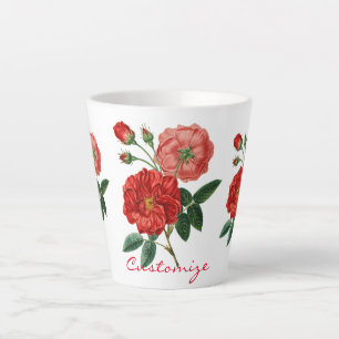 Vintage Red Rose Illustration Thunder_Cove Latte Mug