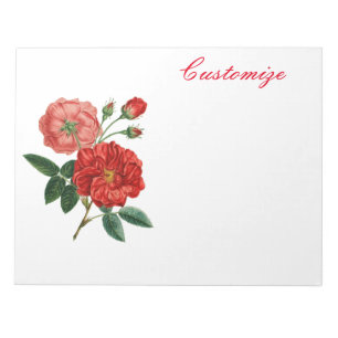 Vintage Red Rose Illustration Thunder_Cove Notepad