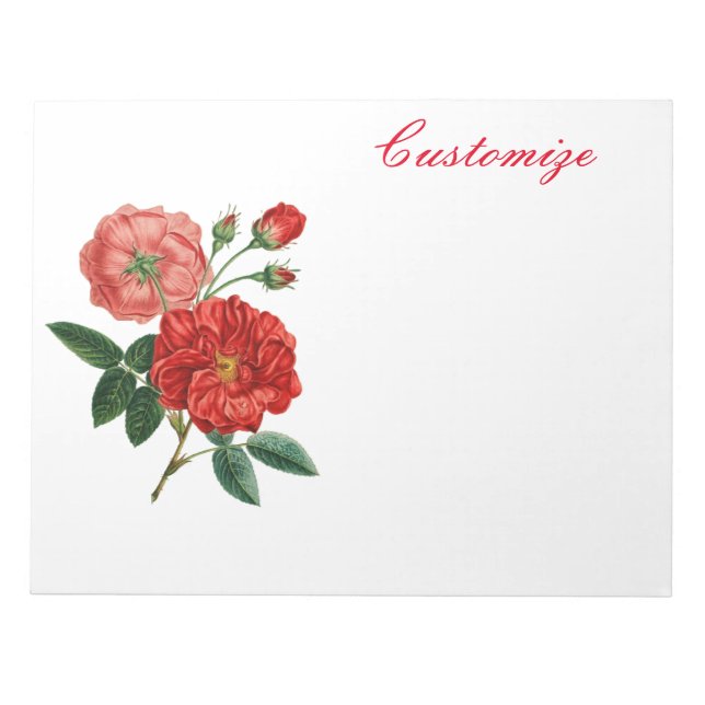 Vintage Red Rose Illustration Thunder_Cove Notepad (Front)