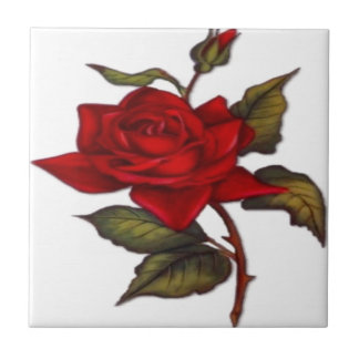 Vintage Red Rose Tile