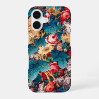 Vintage red roses and lilac floral pattern