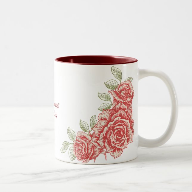 Vintage red roses custom mug (Right)