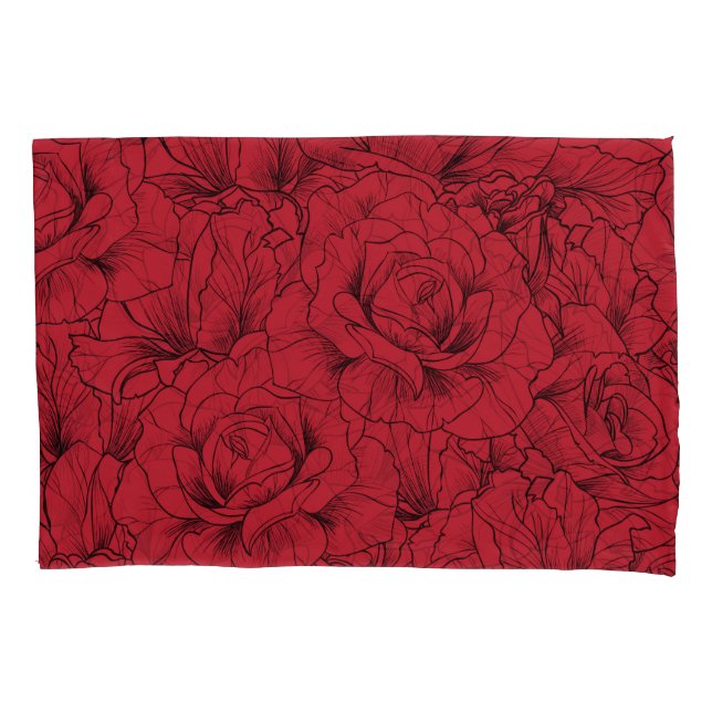 Vintage Red Roses Elegance Pillowcase (Front)