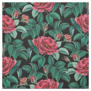 Vintage Red Roses Pattern Fabric