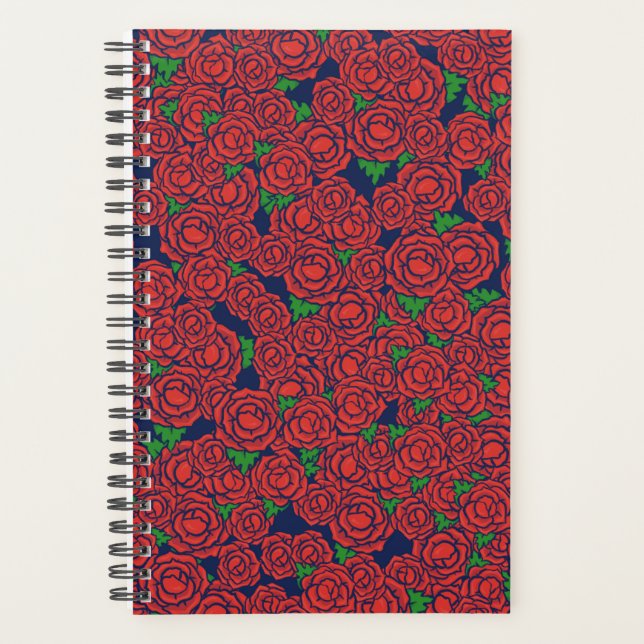 Vintage Red Roses Pattern Valentine Art Flowers Planner (Front)