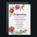 Vintage Red Roses Pink Rosebuds Floral Quinceanera Magnetic Invitation<br><div class="desc">Your magnetic quinceanera invitation is sure to have pride of place on your guests' refrigerators. This vintage floral design has blooming roses and rosebuds, with shades ranging from glorious dark red through to soft pink. Gold confetti dots add a dash of glamour and the dark red lettering highlights your daughter's...</div>