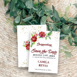 Vintage Red Roses Quinceanera Save The Date<br><div class="desc">Quinceanera Save the Date Card with vintage red roses in watercolor. The card has gorgeous red roses on both sides of the card, with all your event details on the front. Quinceanera and Save the Date are hand lettered in dark red, fancy calligraphy and your name is in matching bold...</div>
