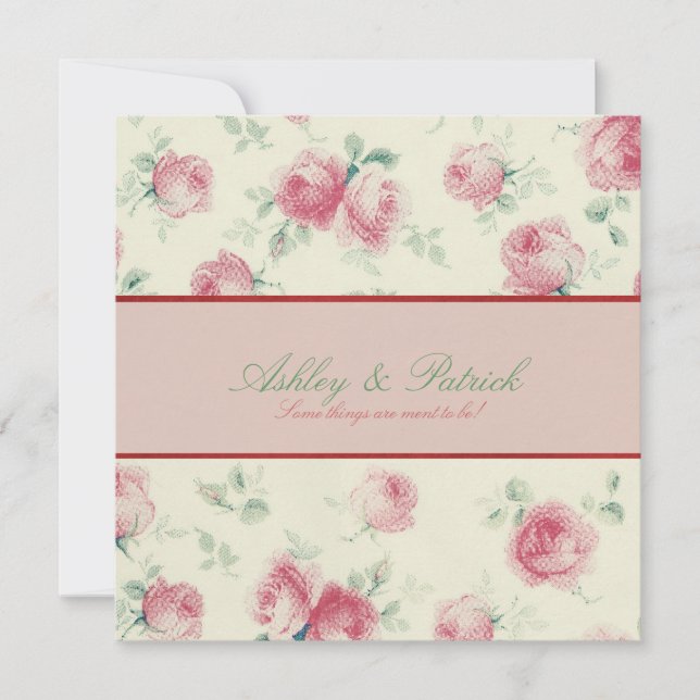 Vintage Red Roses Texture Wedding Invitation (Front)