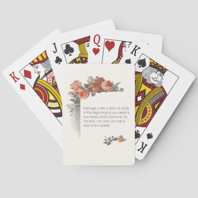 Vintage Red Roses Wedding Favour Deck Playing Cards (Back)