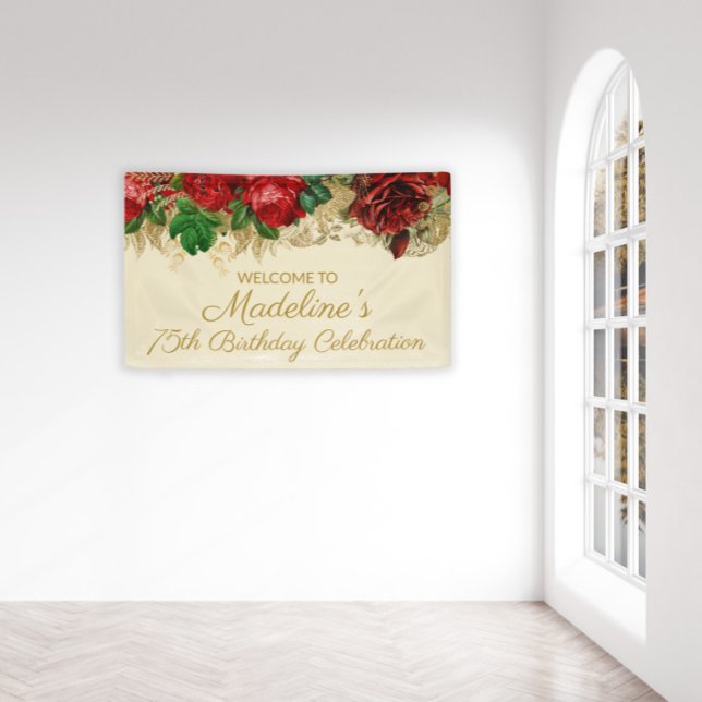 Vintage Red Roses Women's Birthday Banner (Creator Uploaded)