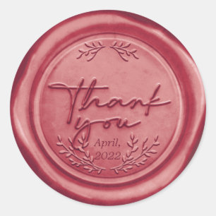 Vintage Red Rubber Wax thank you Classic Round Sticker