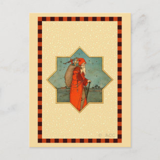 Vintage Red Santa Claus St. Nicholas Holiday Postcard