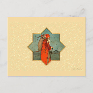 Vintage Red Santa Claus St. Nicholas Holiday Postcard