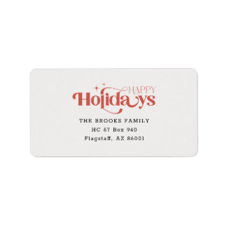 Vintage Red Script Happy Holidays Christmas Label