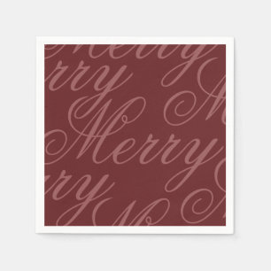 Vintage Red Script Merry Christmas Party Paper Napkin