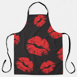 vintage red seamless pattern on black background. apron