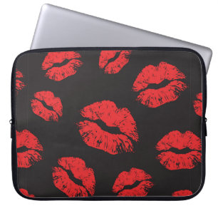 vintage red seamless pattern on black background. laptop sleeve