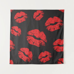 vintage red seamless pattern on black background.  tapestry